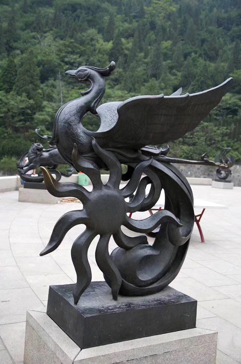 景區擺放玻璃鋼抽象朱雀雕塑 景區擺放玻璃鋼抽象朱雀雕塑