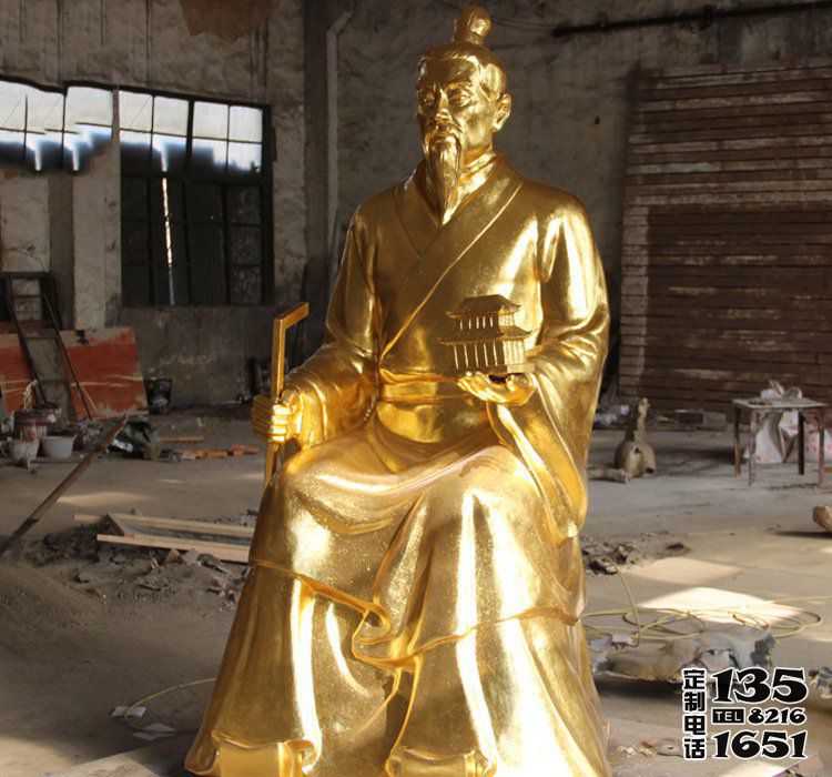 校園擺放噴漆坐式魯班玻璃鋼雕塑 校園擺放噴漆坐式魯班玻璃鋼雕塑