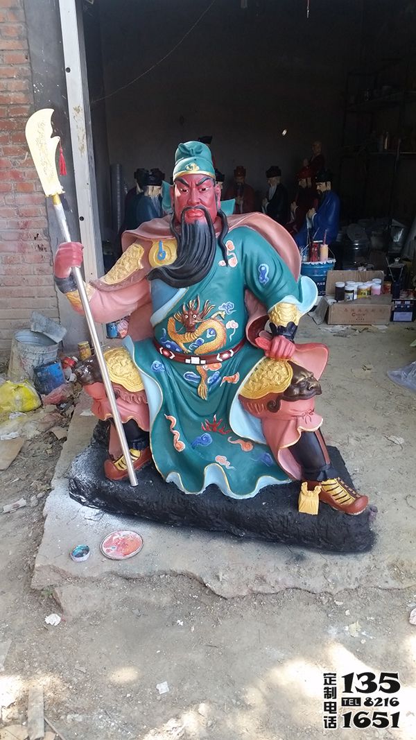 玻璃鋼彩繪寺廟大型關公雕塑 玻璃鋼彩繪寺廟大型關公雕塑