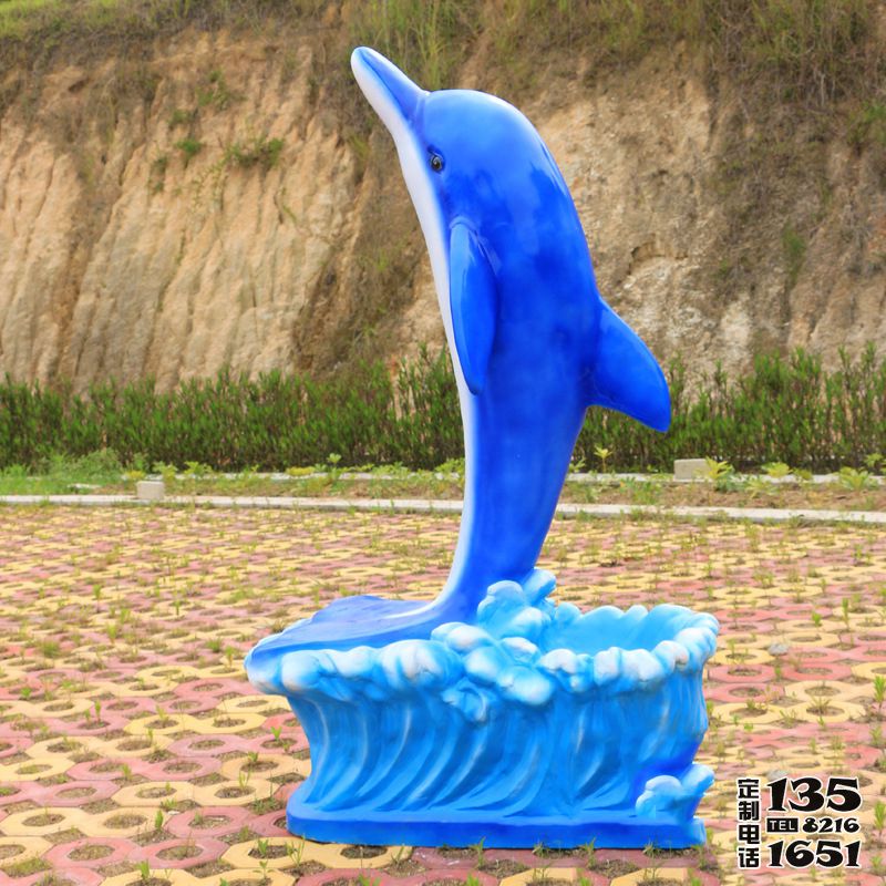海洋館擺放卡通藍色海豚擺件戶外玻璃鋼雕塑 海洋館擺放卡通藍色海豚擺件戶外玻璃鋼雕塑